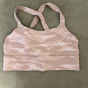 Athleta Pink Camo Strappy Sports Bra